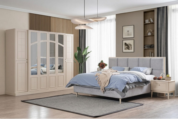 Slaapkamerset Luxe Compleet Bed 2x Nachtkastje Kledingkast Modern 4-delig