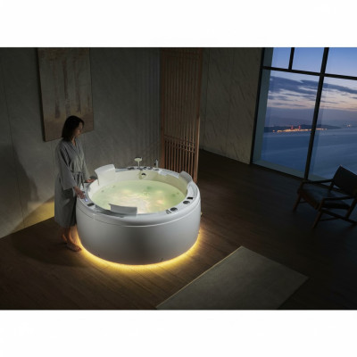 Luxe whirlpool bad ronde badkuip met verlichte waterval LED-verlichting .