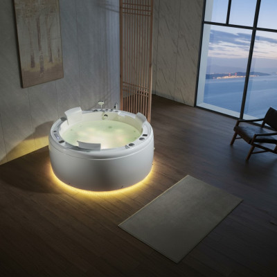 Luxe whirlpool bad ronde badkuip met verlichte waterval LED-verlichting .