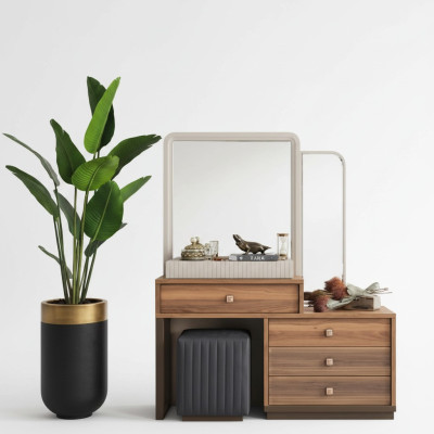 Bruine kaptafel Luxe houten kaptafel Moderne toilettafel
