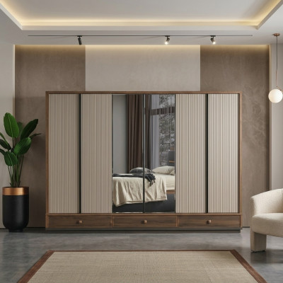 Beige slaapkamer kledingkast designer houten kast edele meubels nieuw