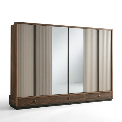 Beige slaapkamer kledingkast designer houten kast edele meubels nieuw