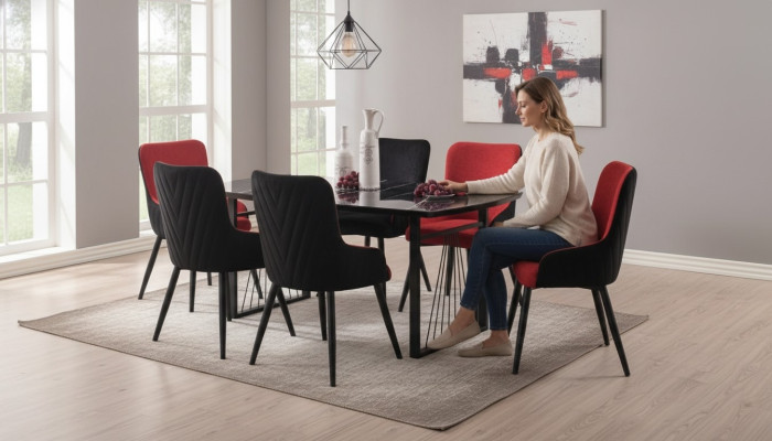Eettafel + 6x Stoelen Eetgroep Eetkamerset Zitsamenstelling Zithoek Nieuw