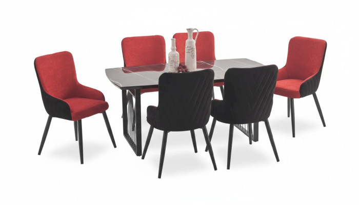 Eettafel + 6x Stoelen Eetgroep Eetkamerset Zitsamenstelling Zithoek Nieuw