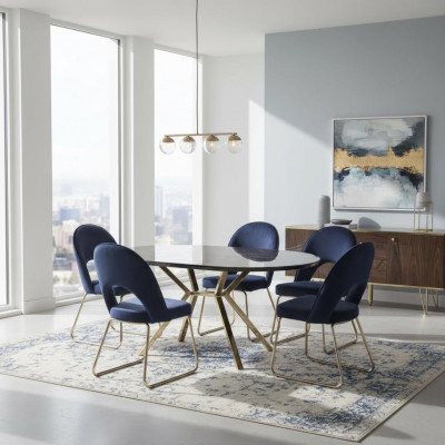 Eetgroep Moderne Stoelen Tafel Tafels 7-delig. Eettafel 6 x Stoelen Eetkamer Set