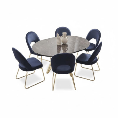 Eetgroep Moderne Stoelen Tafel Tafels 7-delig. Eettafel 6 x Stoelen Eetkamer Set