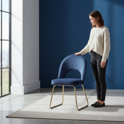Eetkamer Blauw 6x Stoelen Hout Luxe Fauteuil Woonkamer Meubels 6-dlg. Nieuw