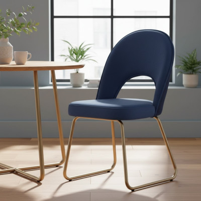 Eetkamer Blauw 6x Stoelen Hout Luxe Fauteuil Woonkamer Meubels 6-dlg. Nieuw