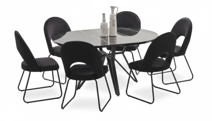 Eetkamer set Eettafel 6x Stoelen Compleet Set Luxe 7-delig