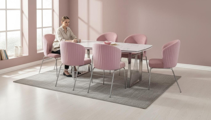 Eetgroep Eettafel 6x Stoelen Moderne Tafel Luxe Meubels Eetkamer 7-delig