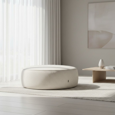 Witte luxe gestoffeerde kruk ronde kruk zitmeubel ontwerp stijlvol meubilair