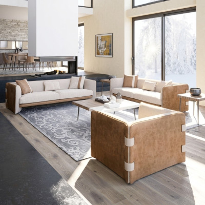 Luxe Sofa Set 2x Driezitsbanken Banken Moderne Fauteuils Woonkamer Inrichting