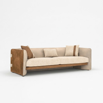 Beige bank Luxe driezitsbank Moderne inrichting gestoffeerde meubelen Textiel