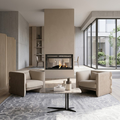 2x Fauteuils met salontafel Woonkamer Complete meubels ontwerpinrichting Garnituur