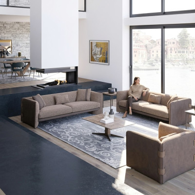 Ontwerp Luxe Woonkamer 6-delige Set gestoffeerde meubels Inrichting Driepersoons Bankstellen