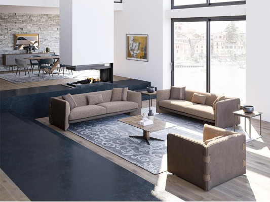 Ontwerp Luxe Woonkamer 6-delige Set gestoffeerde meubels Inrichting Driepersoons Bankstellen