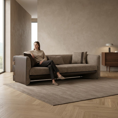 Bank driezitter bekleding textiel woonkamer bank ontwerp luxe gestoffeerde meubels