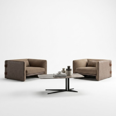 Moderne ontwerper 2x fauteuil bekleding set luxe textiel woonkamer salontafel nieuw