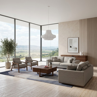 Ontwerp bankstel 3-delig Tweezitsbank Bankstel 2x fauteuil Woonkamer