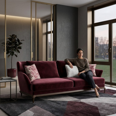Ontwerp stoffen bankstel stoffen driezitsbank luxe inrichting woonkamer nieuw