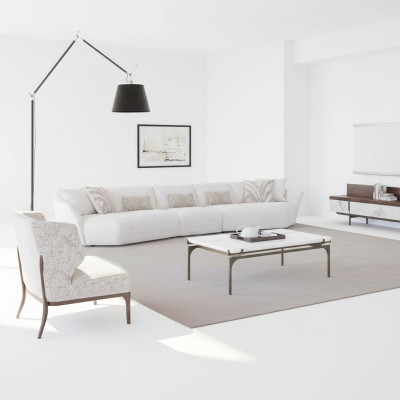 Luxe set van 2 stuks woonkamer bankstel vijfzitter textiel bankstel inrichting salontafel