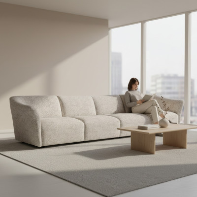 Woonkamer gestoffeerde meubels Textiel bank Bank Vierzitter Modern Design Meubels.