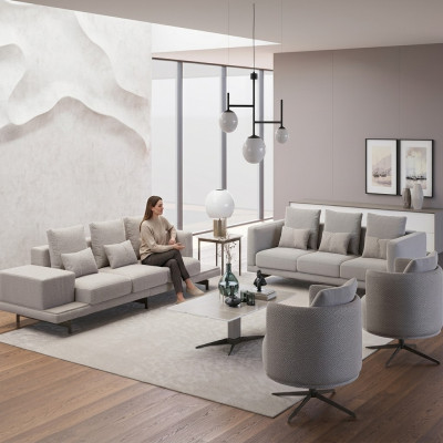 Compleet set 6-delig 2x bank van drie nieuw 2x fauteuil luxe woonkamer salontafel