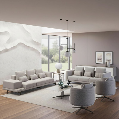 Compleet set 6-delig 2x bank van drie nieuw 2x fauteuil luxe woonkamer salontafel
