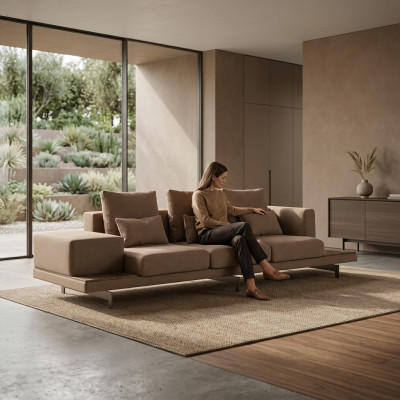 Sofa Bank Driezits Woonkamer Gestoffeerde banken Ontwerp Gestoffeerde meubels Textiel Nieuw