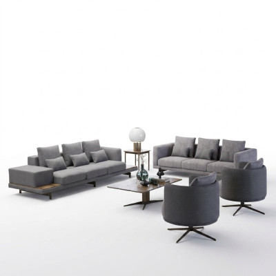 Ontwerp bankstel 2x bank 3-zits set fauteuil bank modern luxe nieuw gestoffeerd