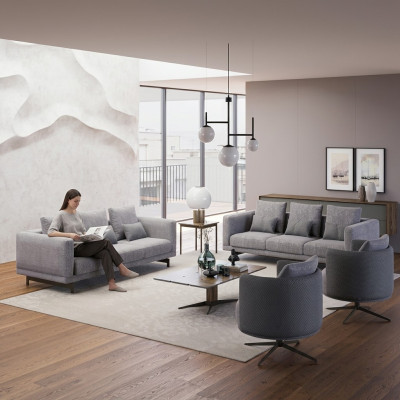 Moderne meubelset woonkamer 6-delig 2x sofa's set luxe 2x fauteuils salontafel