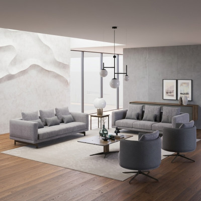 Moderne meubelset woonkamer 6-delig 2x sofa's set luxe 2x fauteuils salontafel