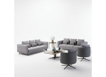 Moderne meubelset woonkamer 6-delig 2x sofa's set luxe 2x fauteuils salontafel