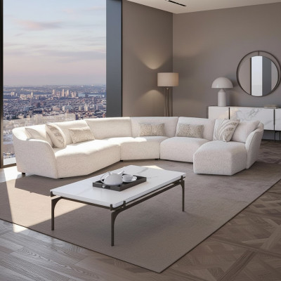 Luxe woonkamer hoekbank U-vormig set salon tafel nieuw meubilair