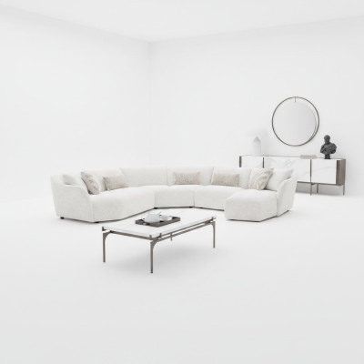 Luxe woonkamer hoekbank U-vormig set salon tafel nieuw meubilair
