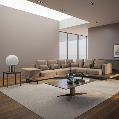 Woonkamer hoekbank L-vorm design luxe set inrichting salontafel nieuw