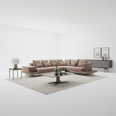 Woonkamer hoekbank L-vorm design luxe set inrichting salontafel nieuw