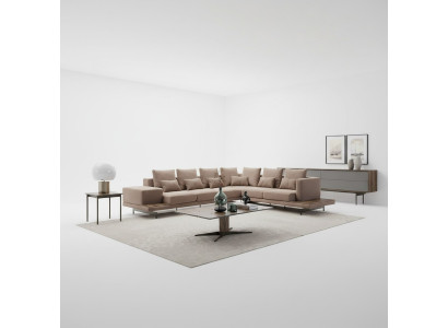 Woonkamer hoekbank L-vorm design luxe set inrichting salontafel nieuw
