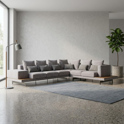 Designer Nieuwe Hoekbank L-vorm Grijs Textiel Meubels Woonkamer Inrichting