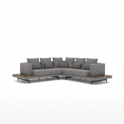 Woonkamer Grijs Textiel Bank L-vorm Designer Luxe Bankstel