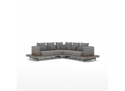 Woonkamer Grijs Textiel Bank L-vorm Designer Luxe Bankstel
