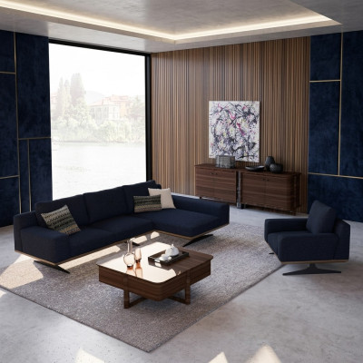 Moderne Blau Designer Woonkamer Inrichting Gestoffeerde Bank Luxe Bekleding Textiel