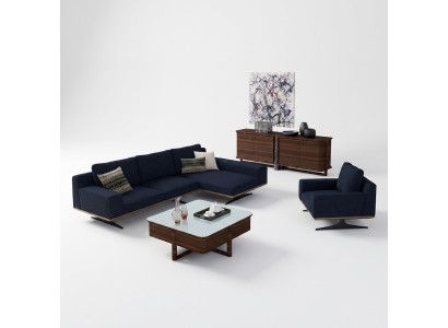 Moderne Blau Designer Woonkamer Inrichting Gestoffeerde Bank Luxe Bekleding Textiel