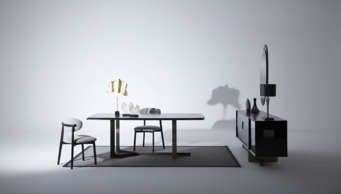 Eetkamer 7-delig set Eettafel Dressoir Spiegel 4x stoelen Modern design