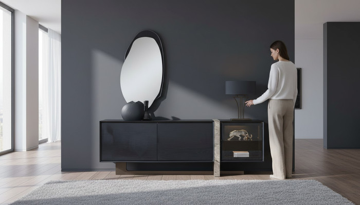 Sideboard Buffet Spiegel Eetkamer Woonkamer Modern Design 2-delig set