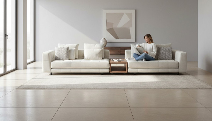 Witte vierzitter Moderne gestoffeerde bankstellen Woonkamer Designer bank Nieuw