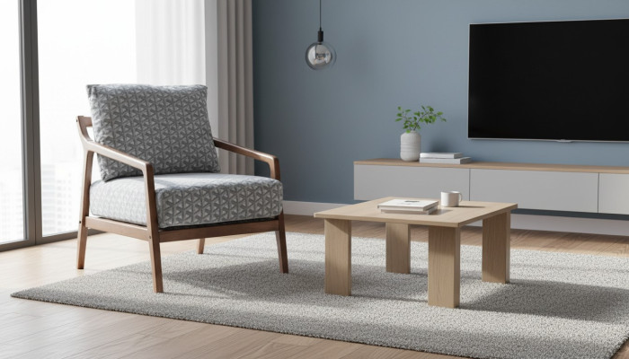 Woonkamer Wit houten frame Fauteuil Roubster stof Stijlvolle eenzitter  Woonkamer Wit houten frame Fauteuil Roubster stof Stijlvolle eenzitter