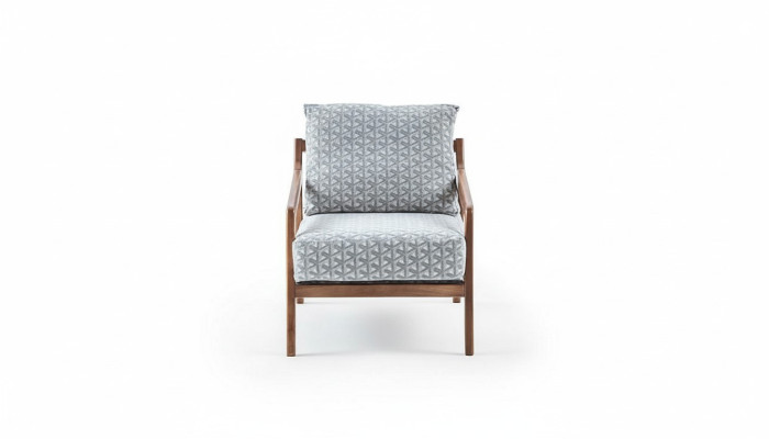 Woonkamer Wit houten frame Fauteuil Roubster stof Stijlvolle eenzitter  Woonkamer Wit houten frame Fauteuil Roubster stof Stijlvolle eenzitter