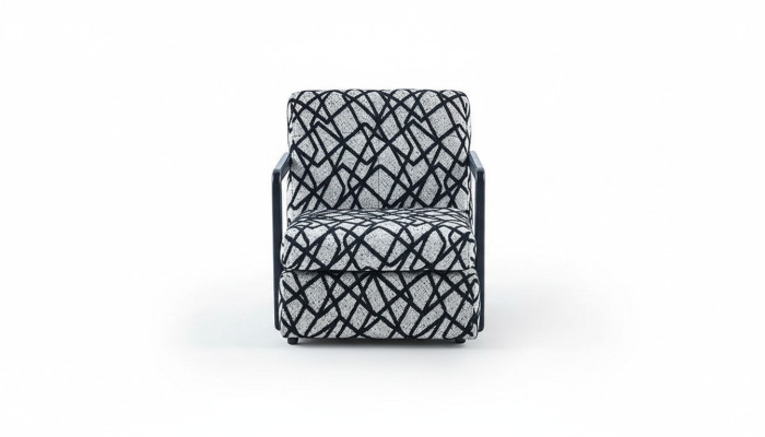 Zwart-grijze woonkamer fauteuil ontworpen door een designer, Luxe loungestoel voor één persoon.