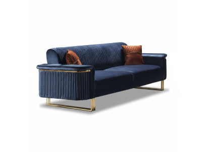 Blauwe woonkamer 3-zits luxe stoffen bank Elegante meubels